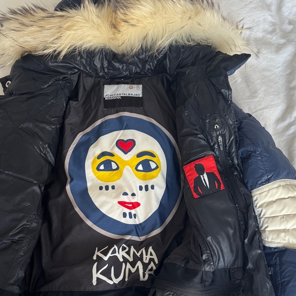 Rossignol Dark Blue and White Puffer Jacket with Fur Hood - Picture 3 of 12